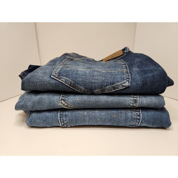 American Eagle Jeans Men's 38x30 Slim Straight Airflex + Blue Denim Lot Of 3 - Picture 1 of 16